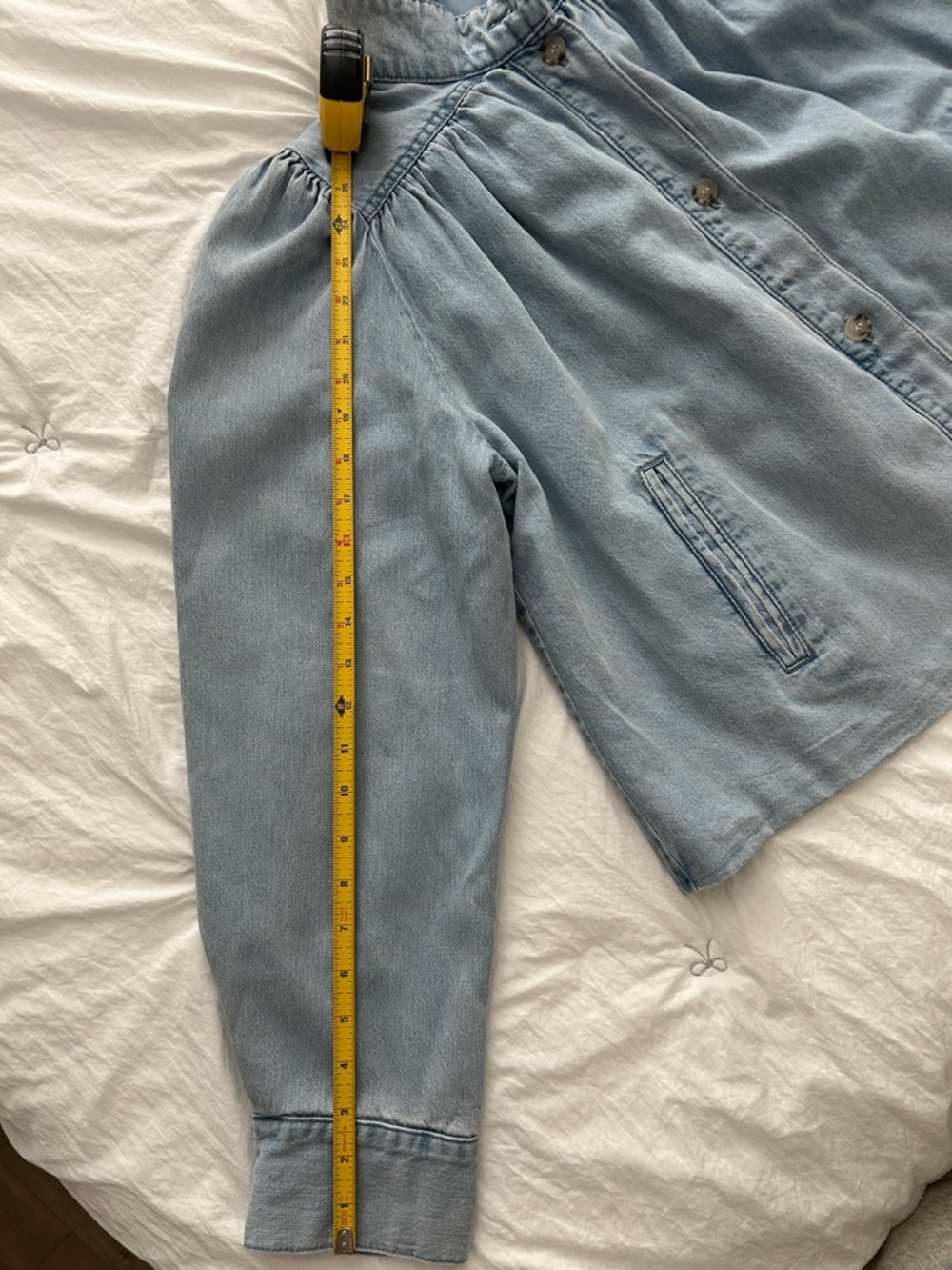 H&M Light Blue Denim Puff-Sleeve Jacket size small - Picture 9 of 9